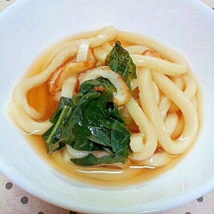 小松菜の葉とちくわの 温かいうどん レシピ 作り方 By ラズベリっち 楽天レシピ